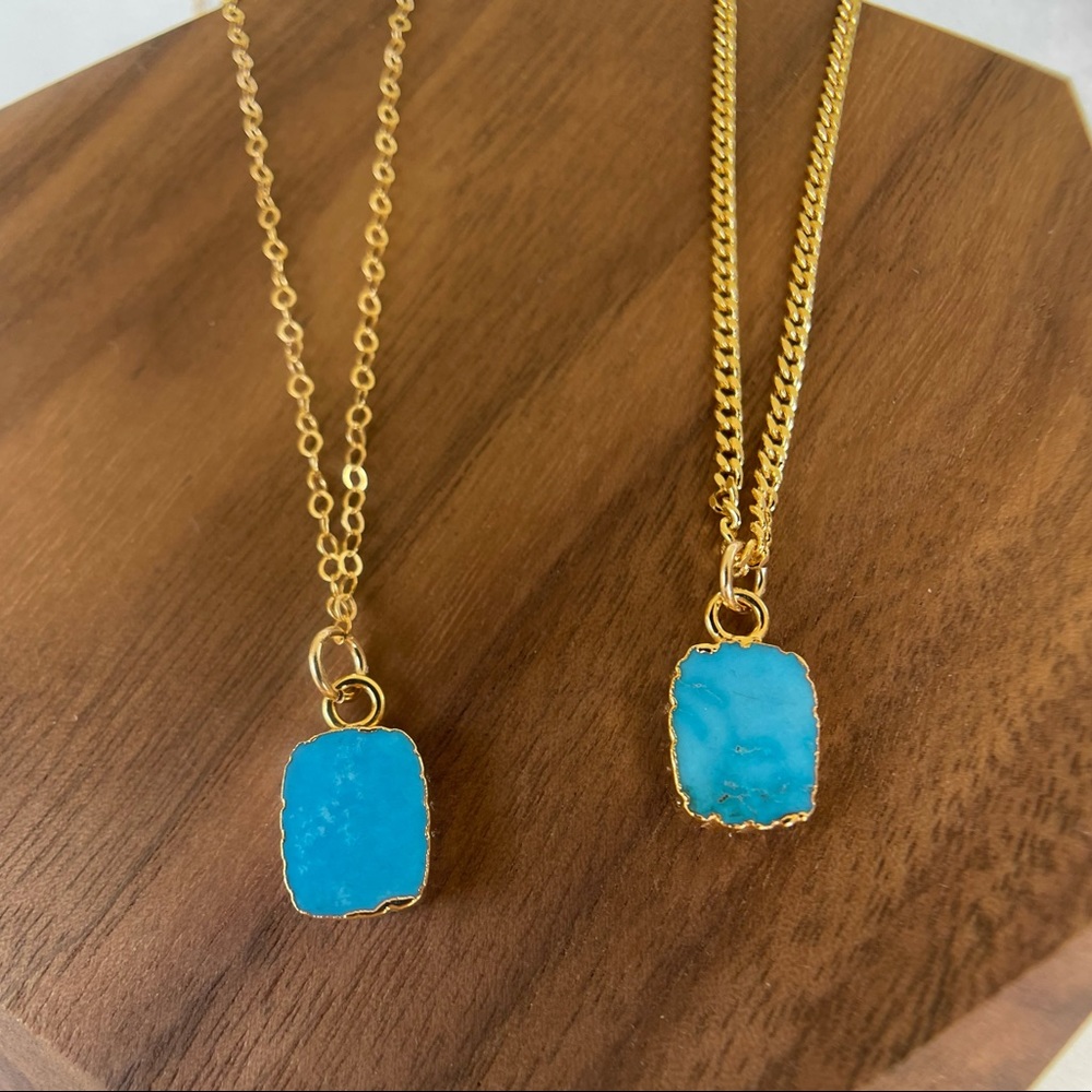 ✨Last 1! ✨14k Gold Turquoise Pendant Dainty Chain Necklace - Picture 3 of 16